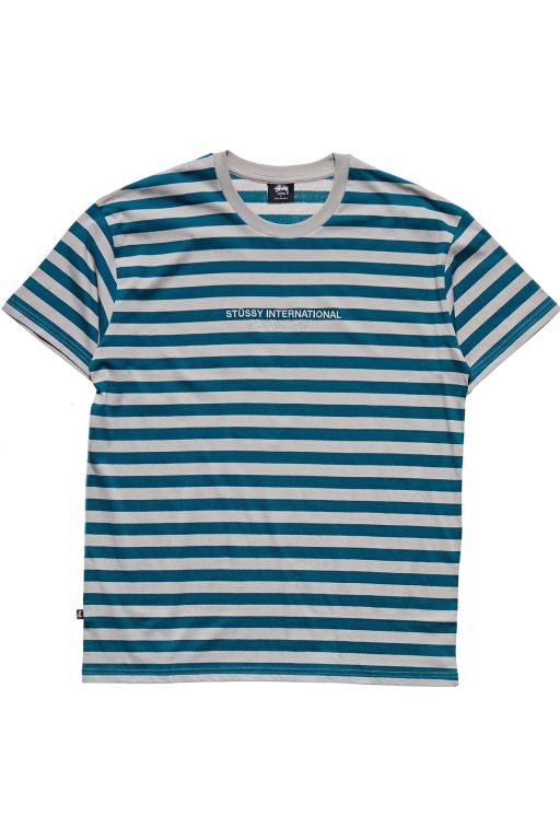 Stussy Mens International Stripe SS T Shirt Blue - TMWPE2843